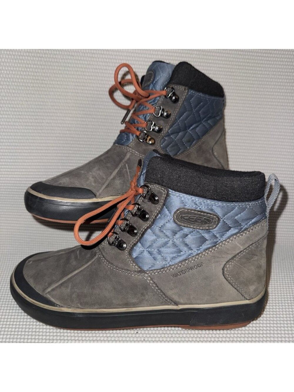 Keen Elsa II Gray Blue Ankle Quilted Waterproof Outdoor Work Boot Women's Size 9
